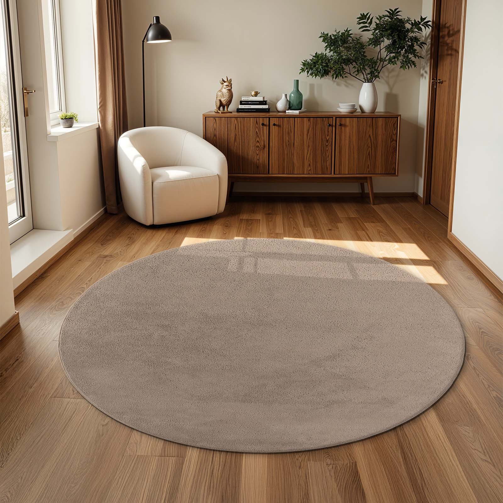 TaraCarpet Teppich Supersoft Kurzflorteppich Fiona Uni, rechteckig, Höhe: 14 mm, Wohnzimmer, Schlafzimmer, Esszimmer, Fiona taupe 50x80