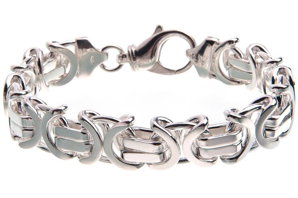 Silberkettenstore Silberarmband Königskette Länge - 925 Armband, wählbar Silber, flach 14mm