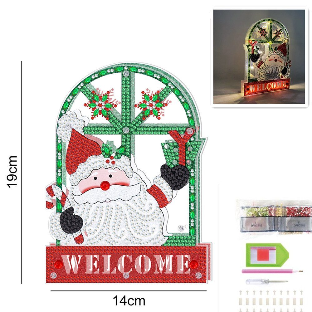 XDOVET Kreativset Weihnachtsdeko Diamond Painting Bastelset mit LED Lampe Kreativ, Weihnachtsdekoration Nachtlicht Deko Geschenke Weihnachtsgeschenke