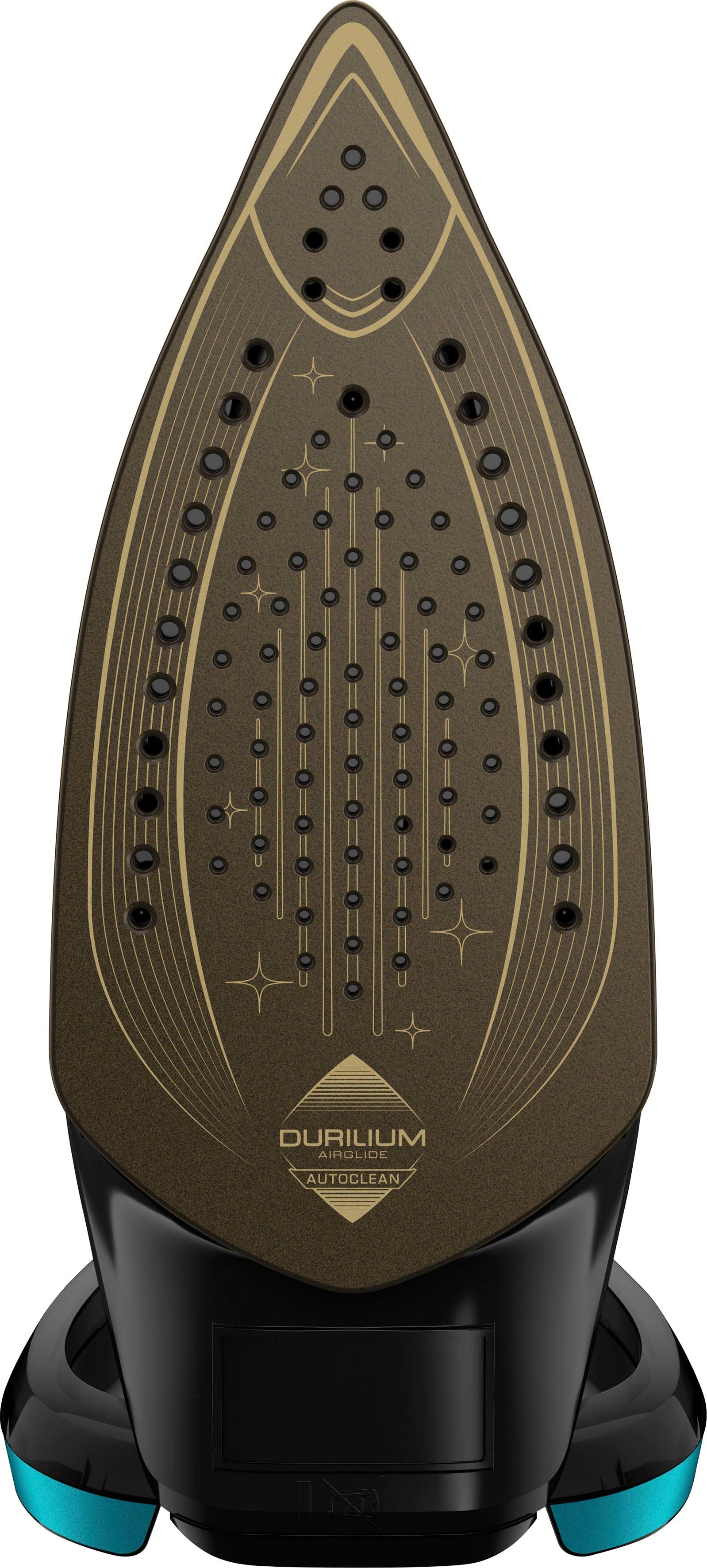 Tefal Dampfbügeleisen Puregliss, 3000 W, 280 g/Min. Dampfstoß, XL Wassereinfüllöffnung, 3000 W, stabile Ablage, Kalkfilter, Auto-Abschaltung, schwarz/türkis, FV8066