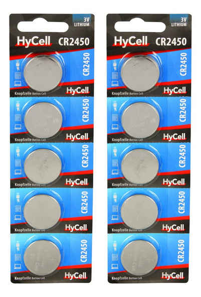 HyCell »10er Pack Lithium Knopfzellen CR2450 3V - Knopfbatterien - 10 Stück« Knopfzelle