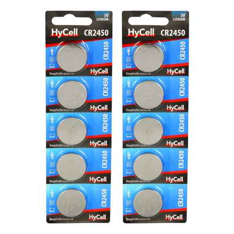 HyCell 10er Pack Lithium Knopfzellen CR2450 3V - Knopfbatterien - 10 Stück Knopfzelle