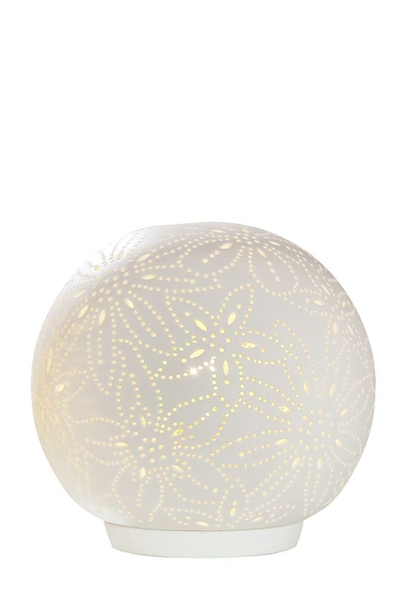 GILDE Dekoobjekt Porzellan Nachtisch Größe Lampe Lichtschatten Blume Lebensblume Kugel