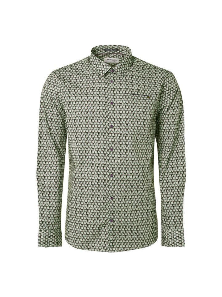 Langarmhemd - Freizeithemd - Hemd - Shirt Stretch Allover Printed