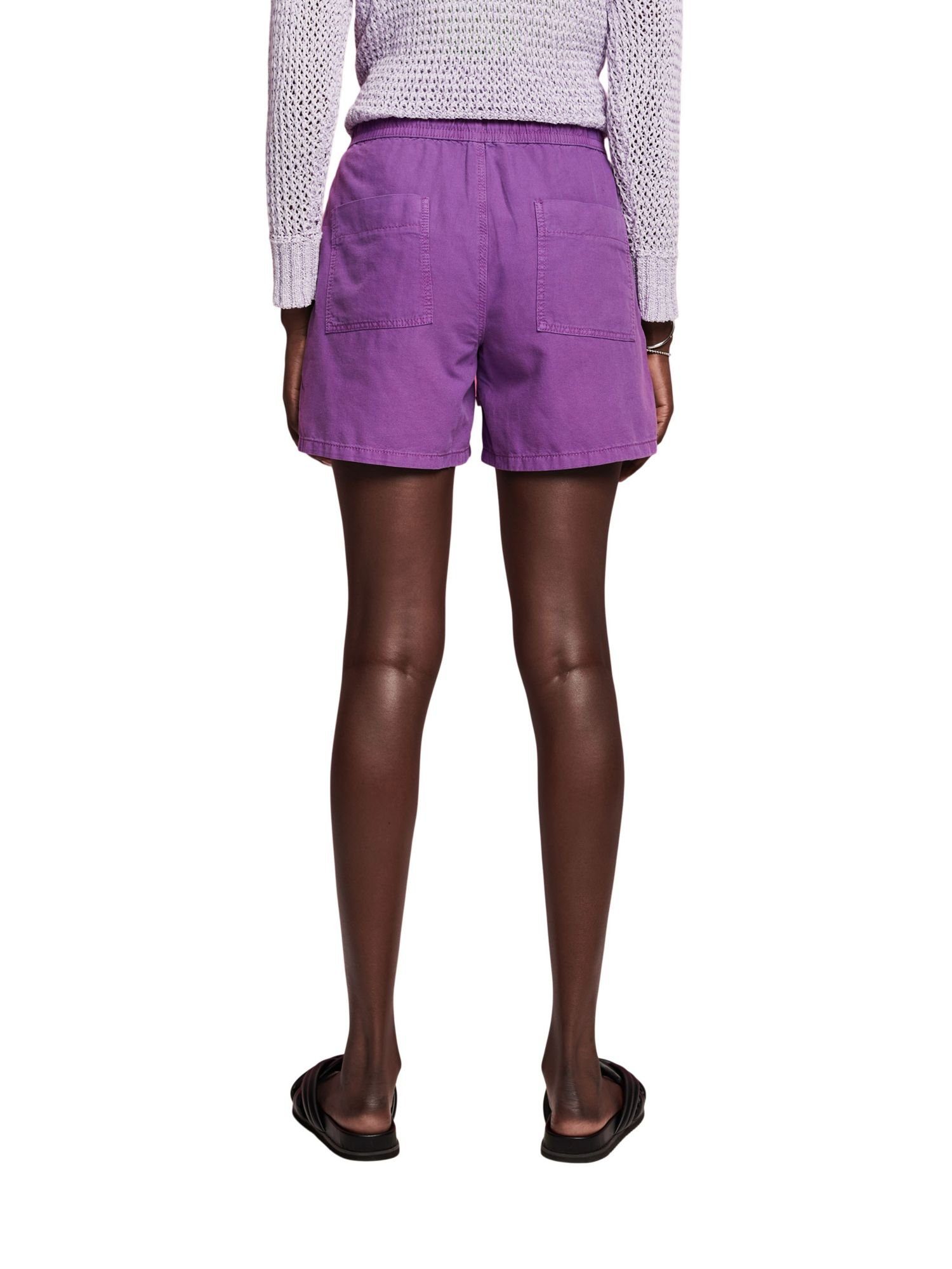 Shorts gesmokter mit Esprit Taille PURPLE Twill-Shorts (1-tlg)