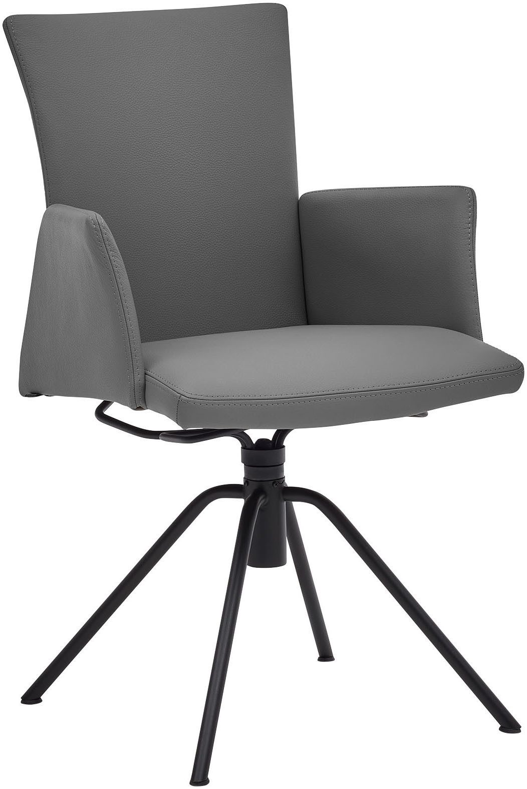 Musterring Armlehnstuhl Helmond 6710 (Packung, 1 St), Drehgestell in schwarz inkl. Rückholfunktion, geschlossene Armlehne