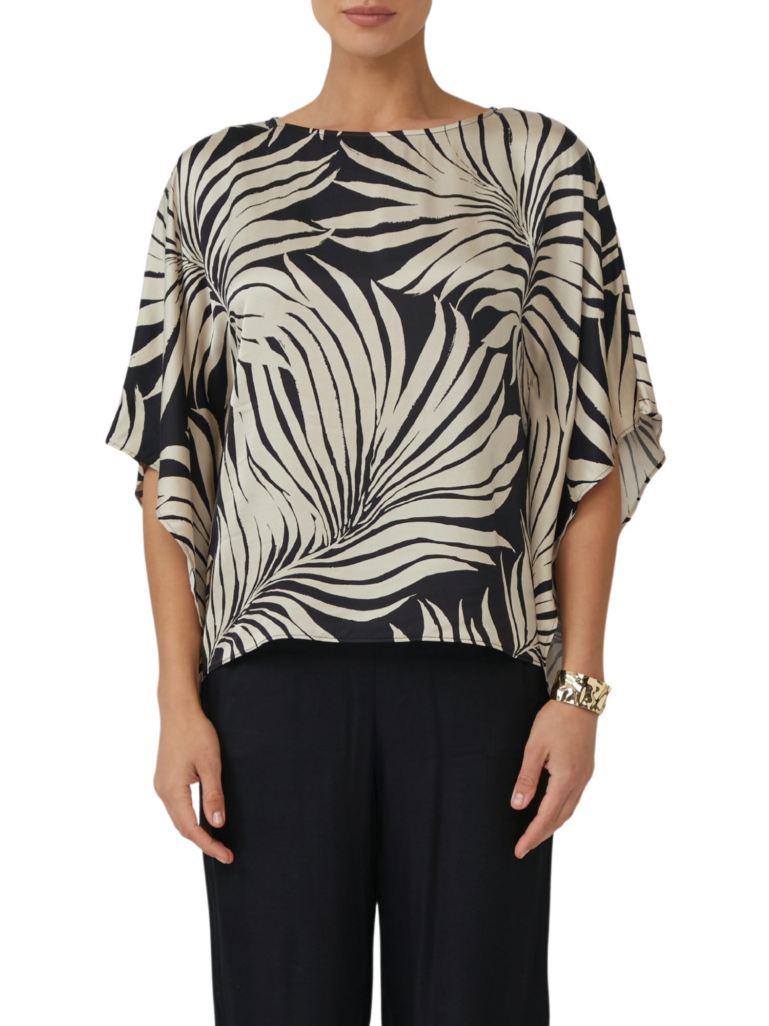 s.Oliver BLACK LABEL Hemdbluse bunt,Casual,Viskose,Unifarben,U-Boot,3/4 Arm,Loose Fit