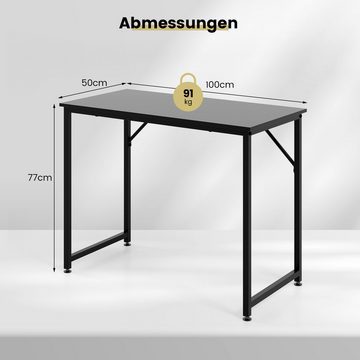 KOMFOTTEU Schreibtisch, Computertisch mit robustem Metallrahmen 100x50x77cm