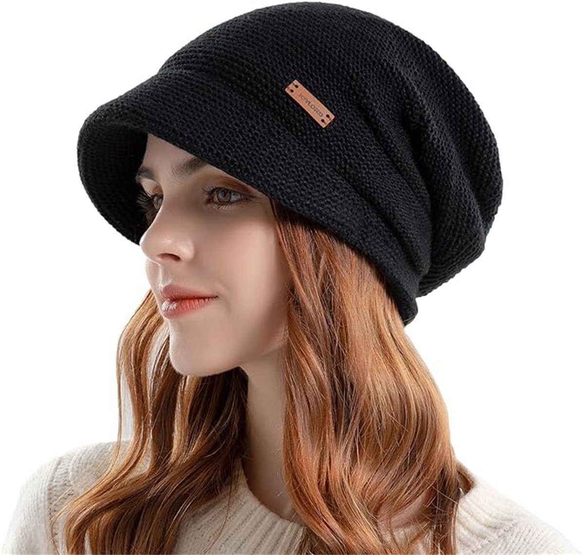 Zaewry Strickmütze Wollmütze WinterMütze Warme Slouchy Strickmütze Mit Breiter Krempe