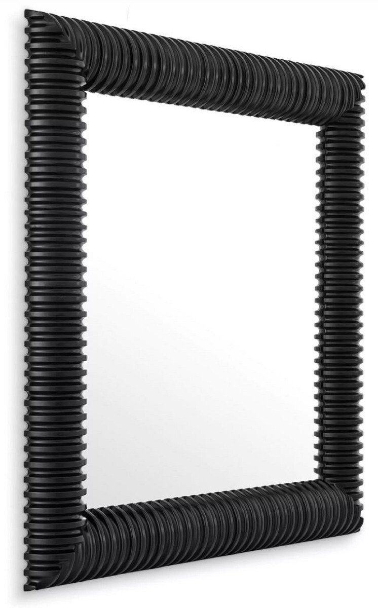 Casa Padrino Wandspiegel Luxus Spiegel 6 - Wohnzimmer 100 Quadratischer Luxus Spiegel Schwarz - cm Spiegel Möbel Schlafzimmer Garderoben - x - H. 100 hochwertigem Wandspiegel Mahagoni x - Spiegel Rahmen mit