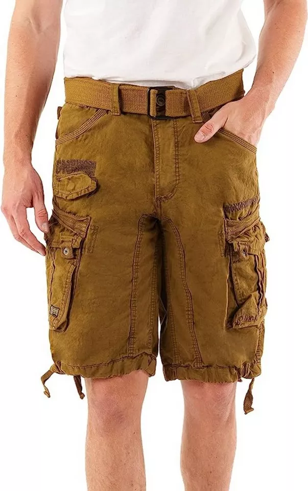 geographical norway Cargoshorts Herren – Kurze Hose aus Baumwolle, Regular Fit (Packung, 1-tlg) Bermuda Shorts mit Gürtel & Cargotaschen, Größe S–5XL