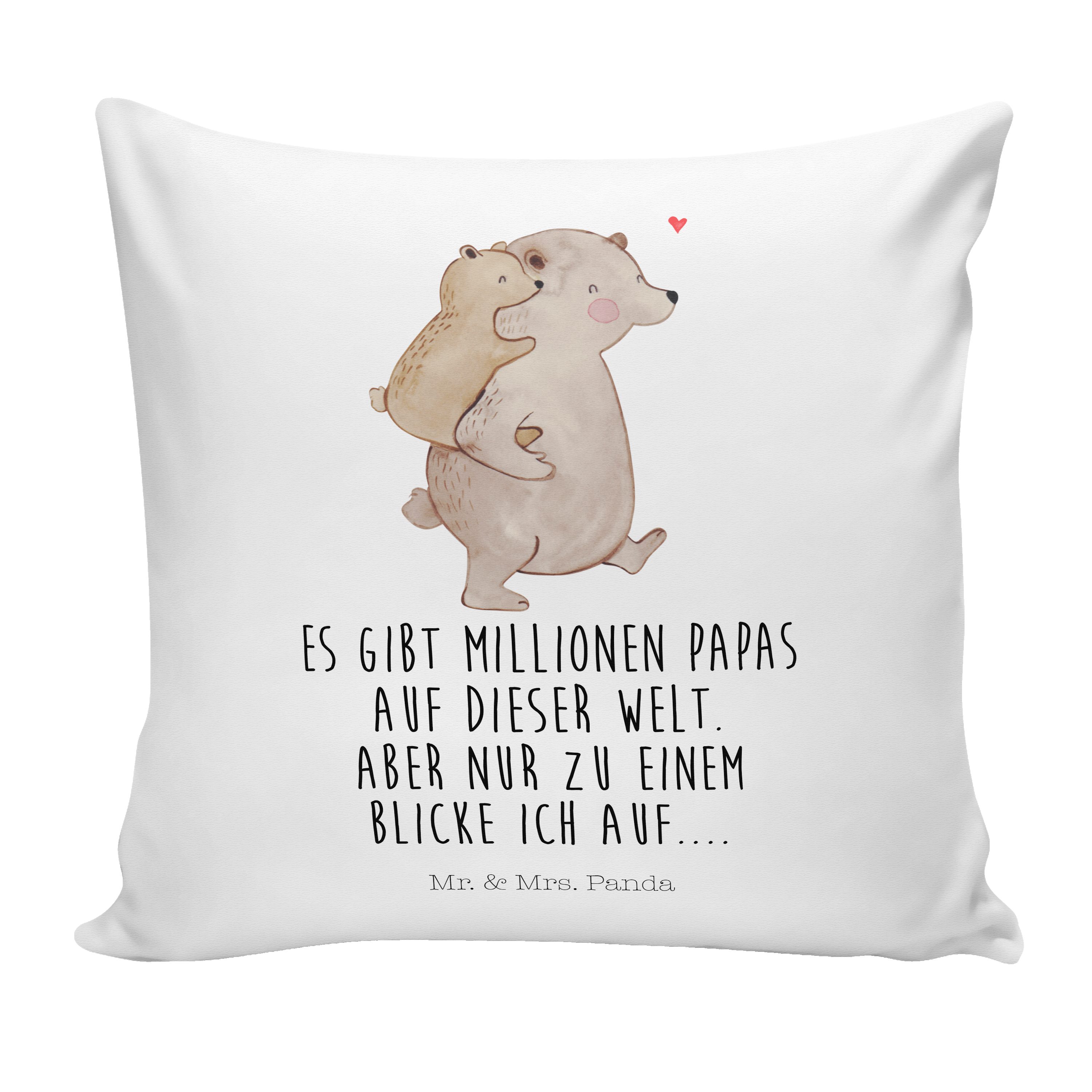 Mr. & Mrs. Panda Dekokissen Papa Bär - Weiß - Geschenk, Motivkissen, Kissenhülle, Oma, Familie, M