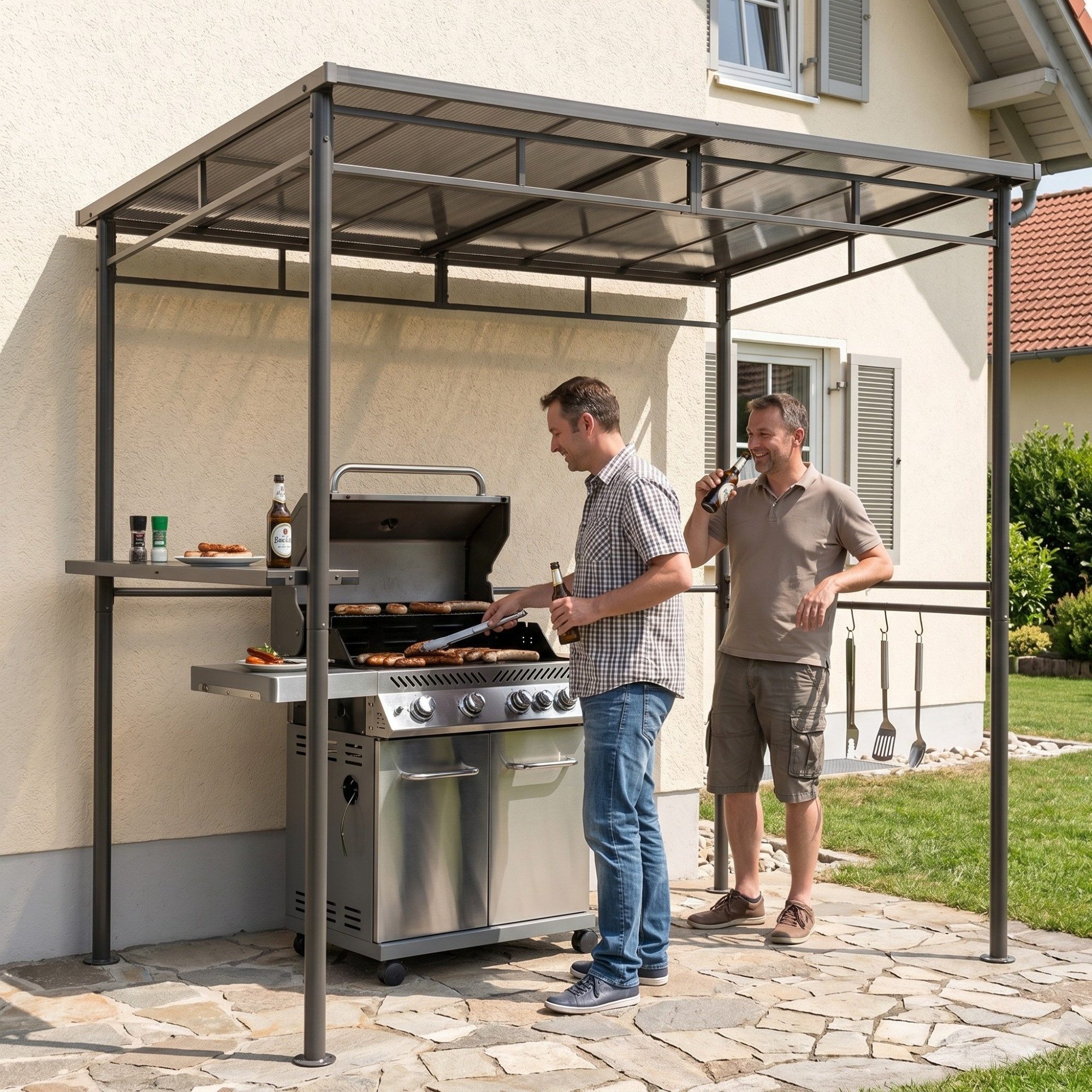 osoltus Terrassendach osoltus Grillpavillon Gas Grill Unterstand Dach Grill-Ecke BBQ 1,5 x