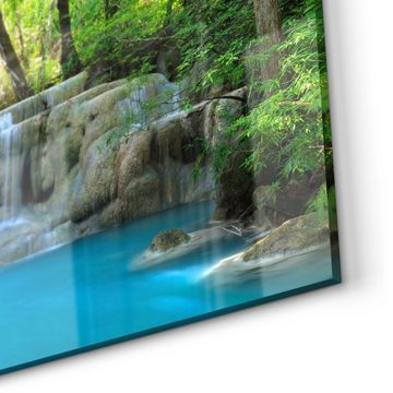 DEQORI Küchenrückwand 'Exotischer Wasserfall', Glas Spritzschutz Badrückwand Herdblende