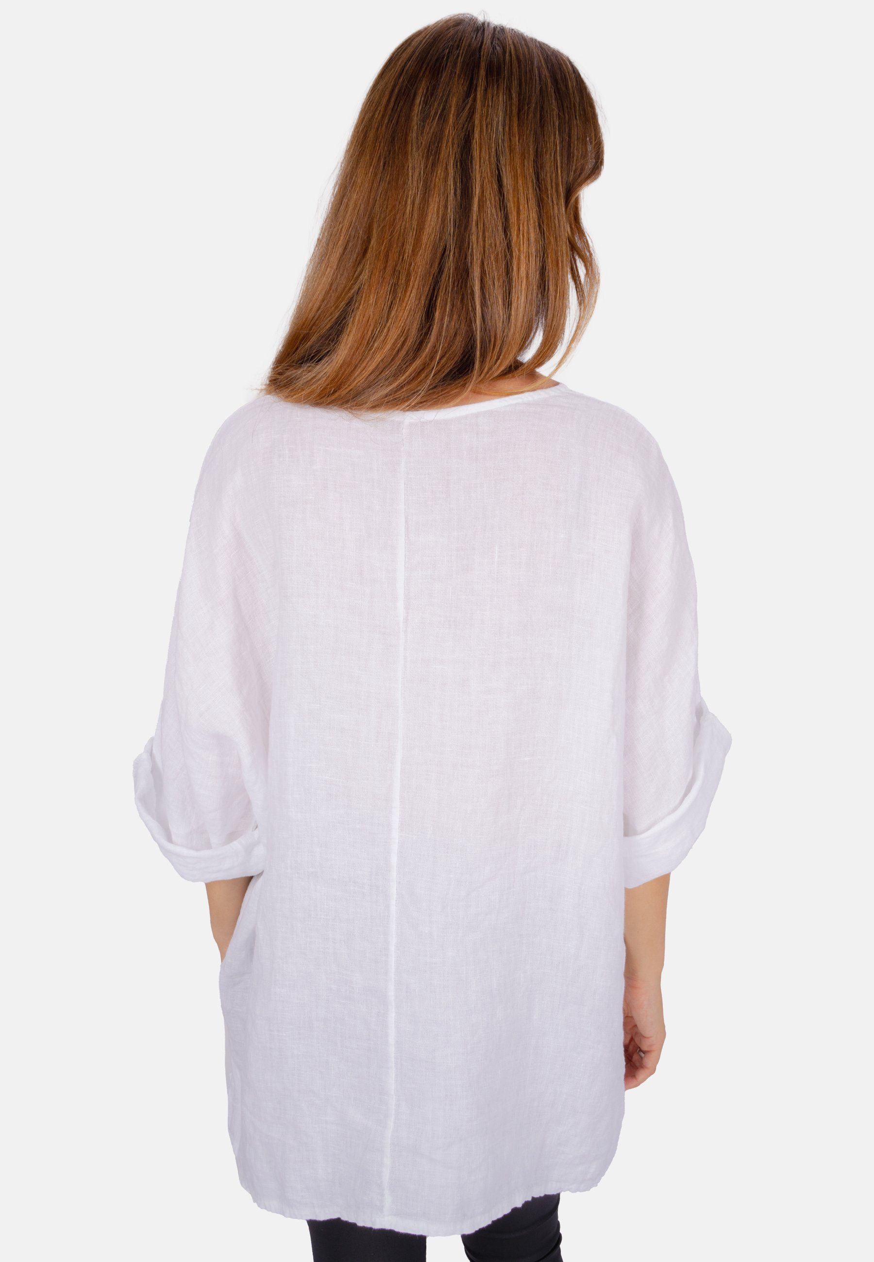 Seasons of April Kurzarmbluse LINA OVERSIZED Weit geschnittene Leinenbluse