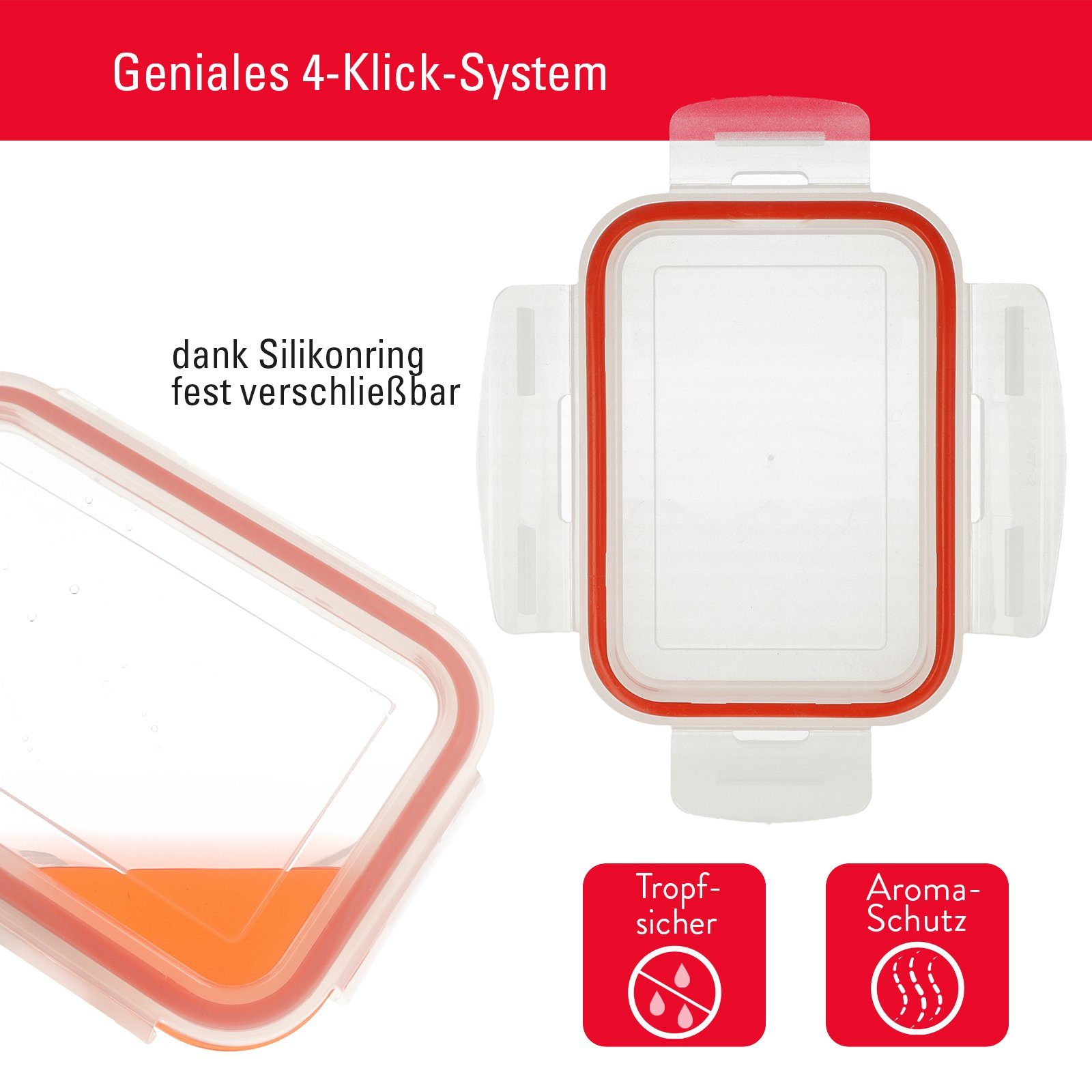 CLAUSS Vorratsglas Glas-Klickboxen 3er-Set BPA-frei Frischhaltedose Mikrowelle Backofen, (Set, 3-tlg., Glasbehälter in 3 Größen) – Bild 4 von 5