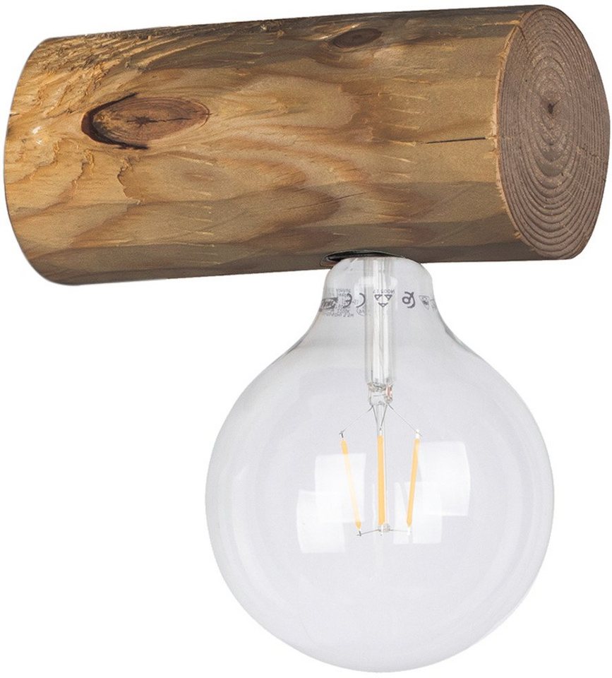 SPOT Light Wandleuchte TRABO SIMPLE, Leuchtmittel wechselbar, Holzbalken  aus massivem Kiefernholz Ø 8-12 cm, Nachhaltig - FSC®-zertifiziert