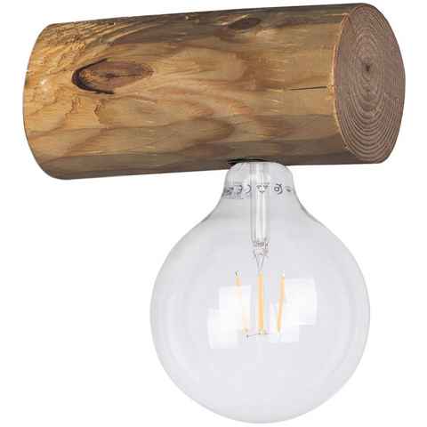 SPOT Light Wandleuchte TRABO SIMPLE, Leuchtmittel wechselbar, Holzbalken aus massivem Kiefernholz Ø 8-12 cm