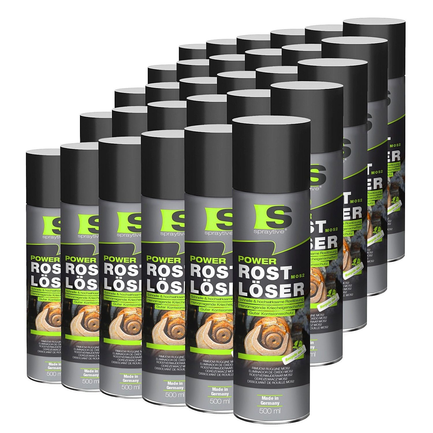 Spraytive 30x 500ml Rostlöser MoS₂ Spray – Schnellrostlöser mit Korrosionsschutz Rostentferner (Made in Germany)