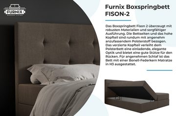 Furnix Boxspringbett FISON-2 140/160/180x200 Polsterbett mit Bettkasten und Kopfteil, 2 Bonell-Federkern-Matratzen H3, hochwertig & robust