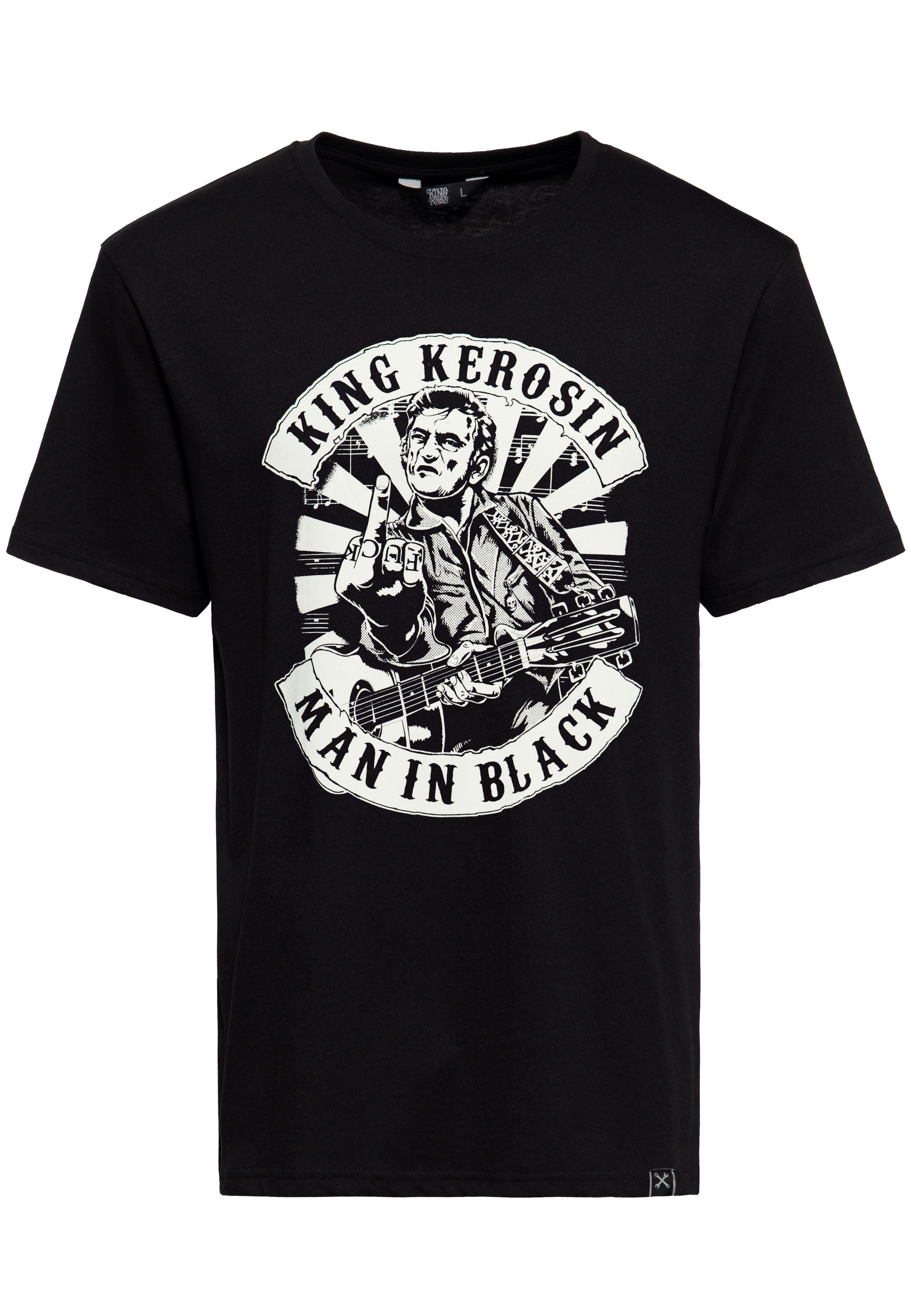 KingKerosin Print-Shirt MAN IN BLACK (1-tlg) Artwork Print