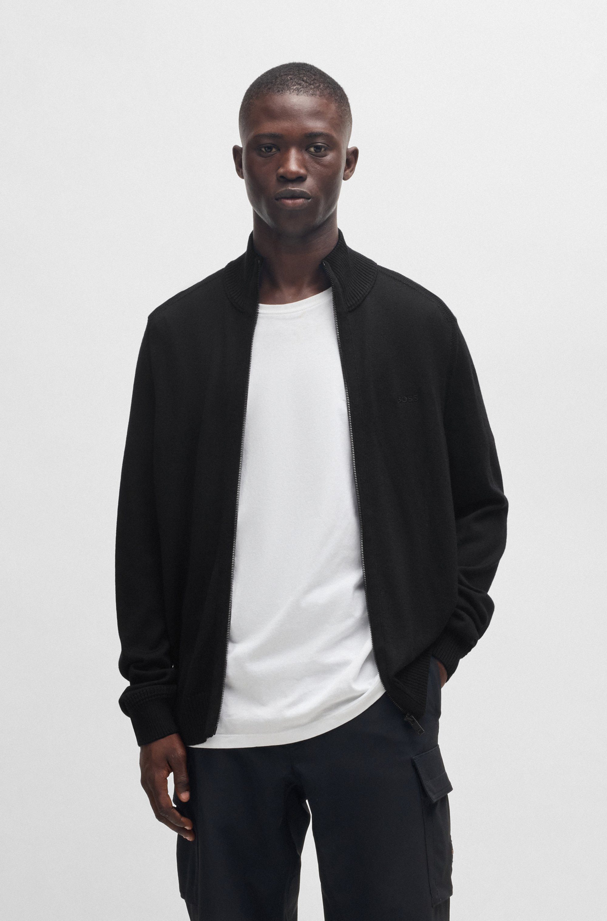 BOSS ORANGE Strickjacke Avac mit Logostickerei auf der Brust günstig online kaufen