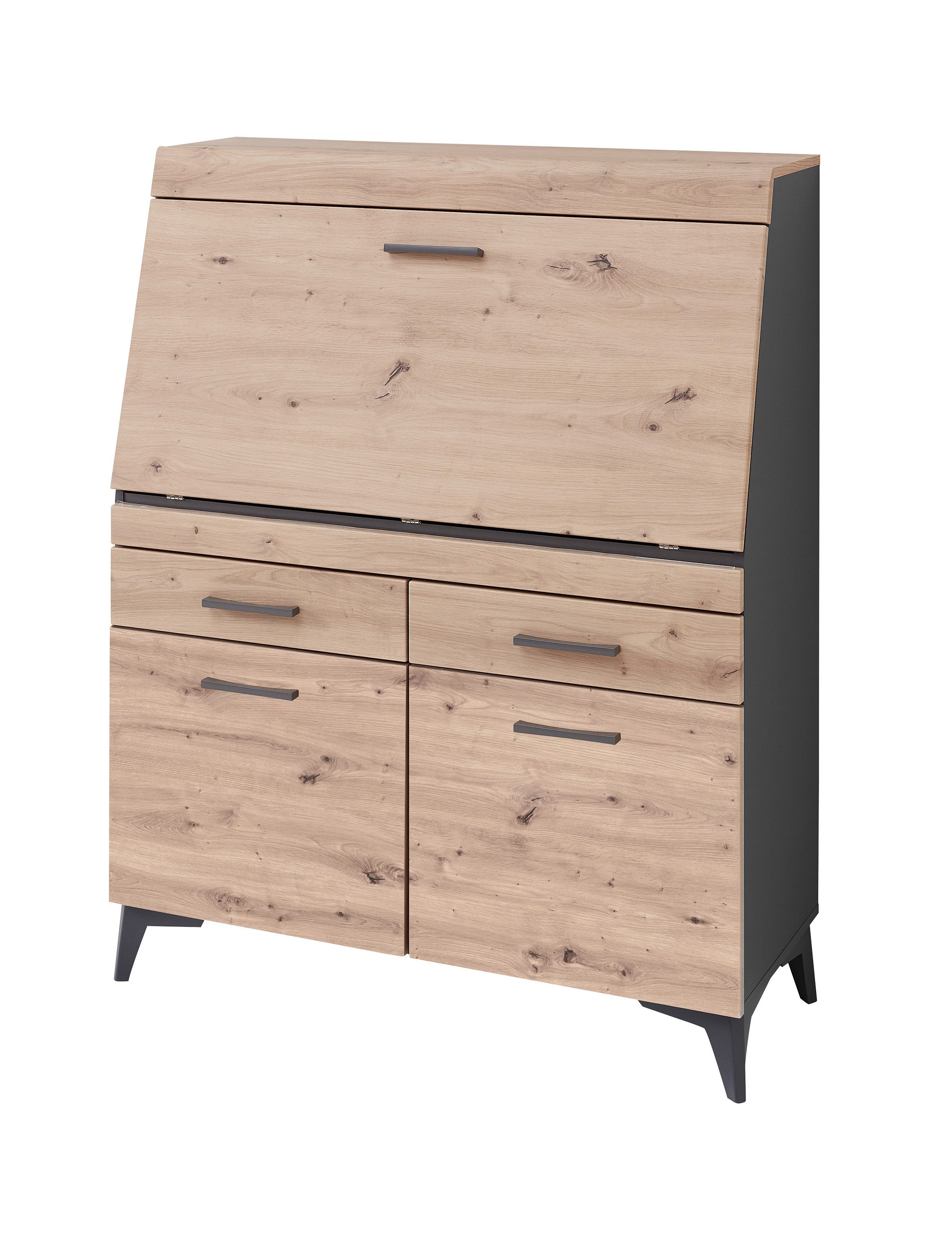 moebel-dich-auf Sekretär SANTORIN (Schreibsekretär Klappensekretär Schreibtisch Kommode, 1 St., 1 Klappe, 2 Schubkästen, 2 Türen), mit Soft-Close-Funktion