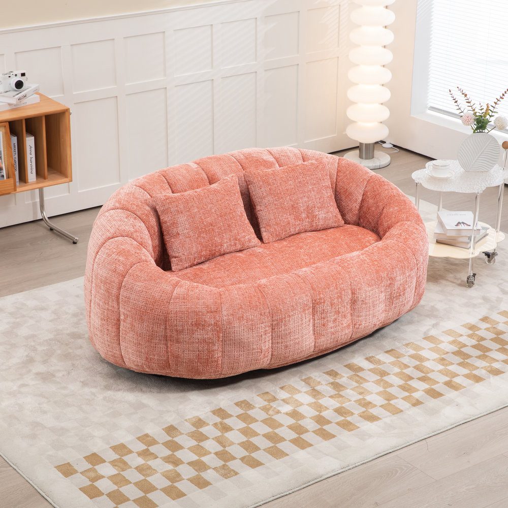 Odikalo Sitzsack -Sofa, Lazy Chenille Sofa 2-Sitzer mit zwei Kissen (Sitzsack Sofa, strapazierfähiger, bequemer Liegesessel mit hoher Rückenlehne, Sitzsack-Sessel, Couch für Erwachsene und Kinder, für drinnen und draußen, weicher Lounge-Sessel als Blickfang)