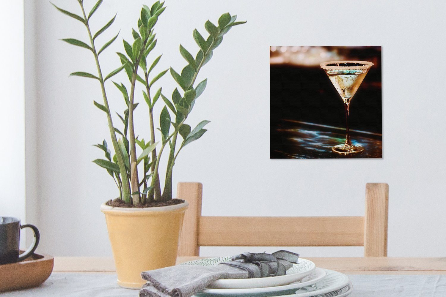 St), schwarzen auf Leinwand einer OneMillionCanvasses® Bar, Wohnzimmer (1 Martini mit für Leinwandbild Martini-Glas Bilder Schlafzimmer