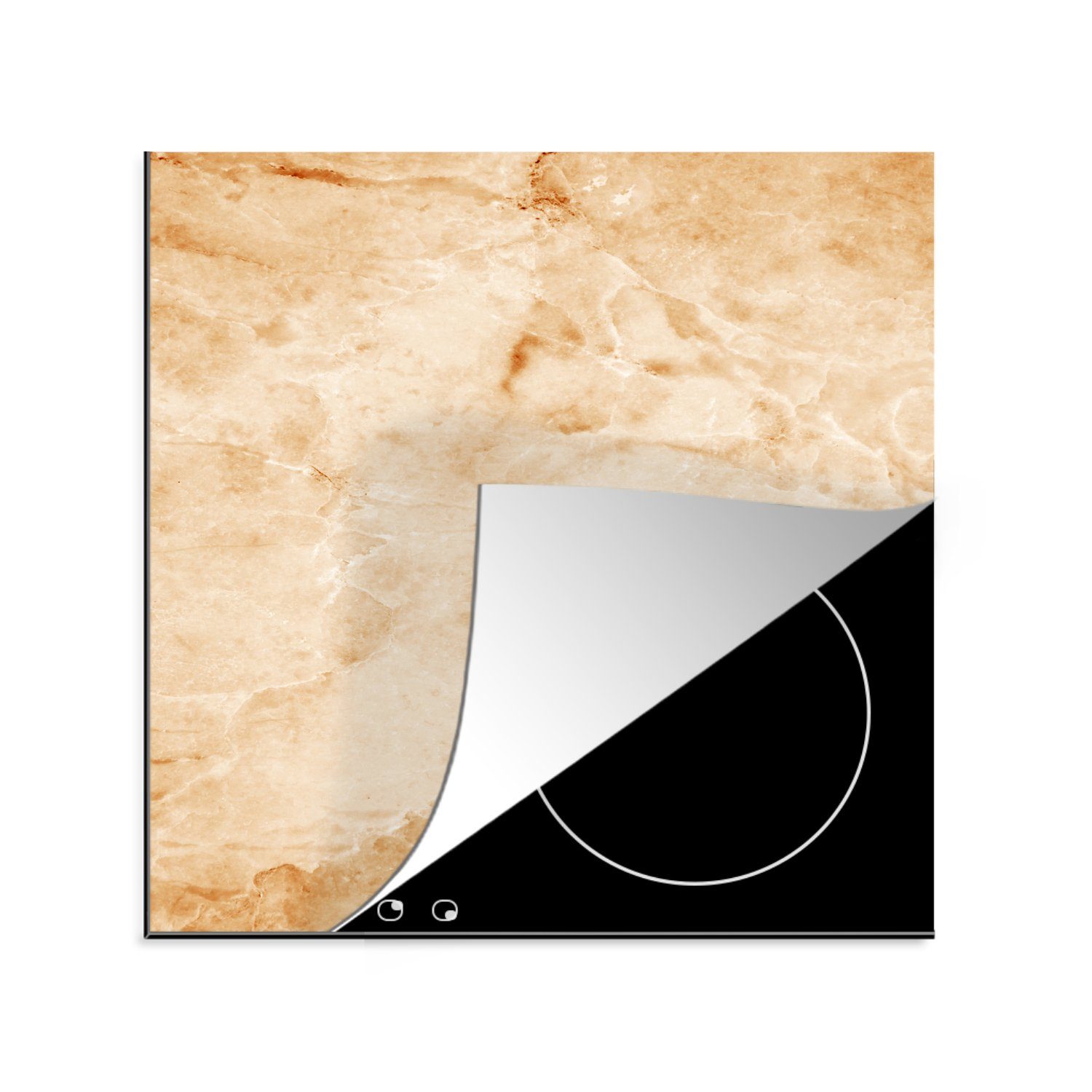 MuchoWow Herdblende-/Abdeckplatte Marmor - Sand - Braun, Vinyl, (1 tlg), 78x78 cm, Ceranfeldabdeckung, Arbeitsplatte für küche