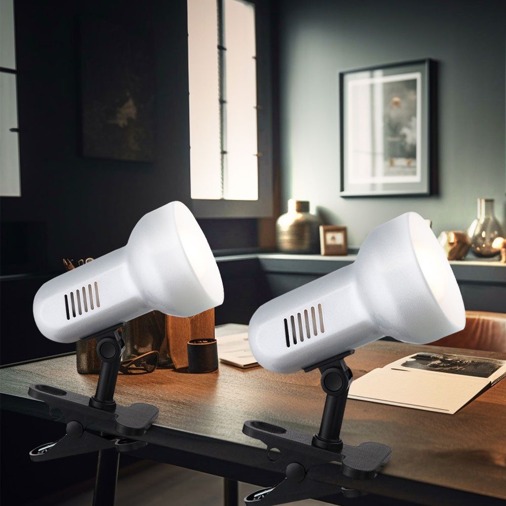 GLOBO LIGHTING Klemmleuchte, Leuchtmittel nicht inklusive, Klemmstrahler Tischlampe Leseleuchte beweglich Schreibtischlampe 2x