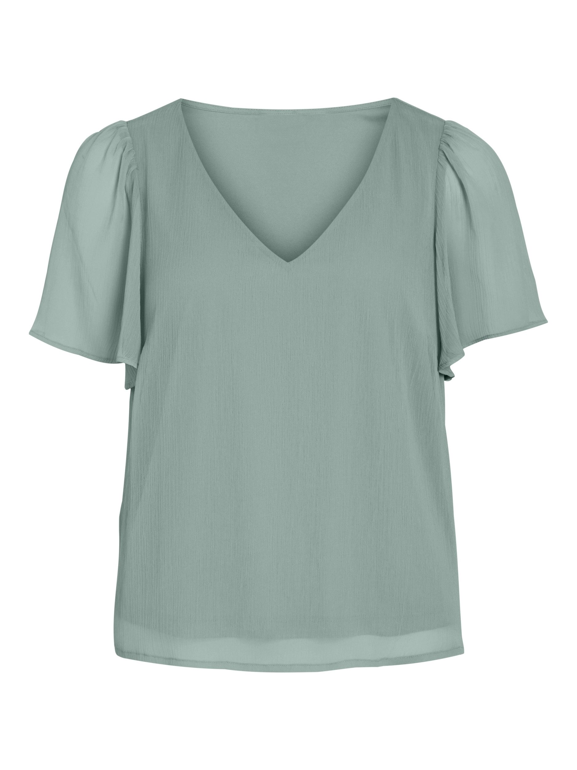 Vila Kurzarmbluse VIFALIA V-NECK S/S TOP - NOOS Blue Surf