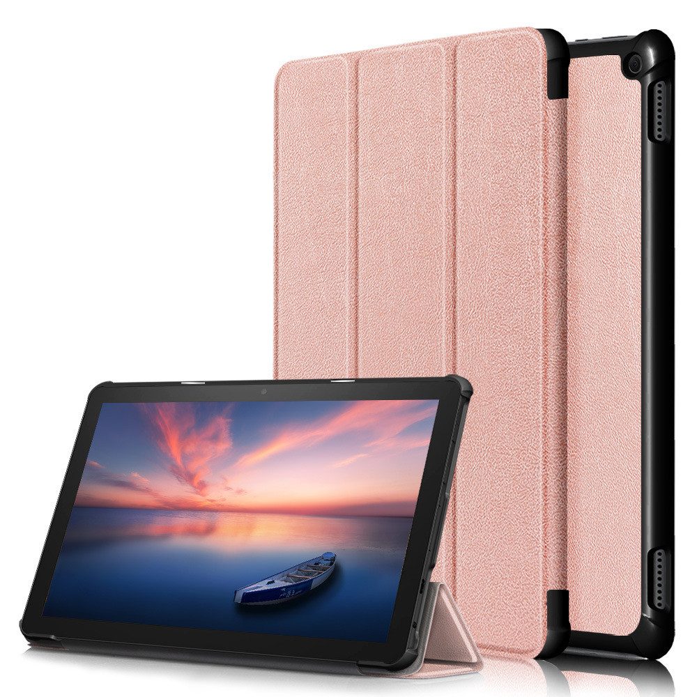 FroShop Tablet-Hülle Schutzhülle für Amazon Kindle Fire HD10 / 10 Plus 2021 11. Generation Sleep & Wake Up Funktion, Tasche Etui Smart Case Standfunktion - Farbe Rose Gold