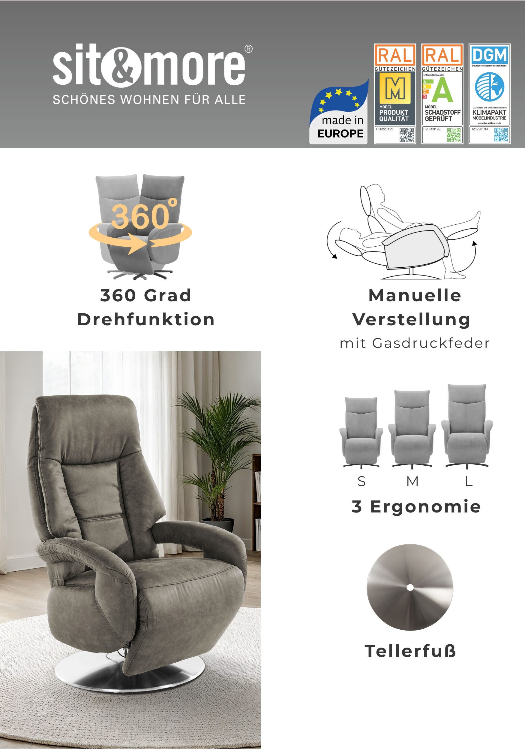 sit&more TV-Sessel Enjoy, in Größe L, wahlweise mit Motor und Aufstehhilfe