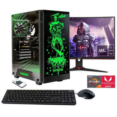 Hyrican Multimedia Rockstar SET02176 PC-Komplettsystem (23,6", Ryzen 7 5700G, Radeon Graphics, 16 GB RAM, 2000 GB SSD, Windows 11, inklusive 24" Monitor AOC C24G2AE/BK)