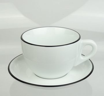 Ancap Cappuccinotasse dickwandig, schwarzer Rand, Made in Italy