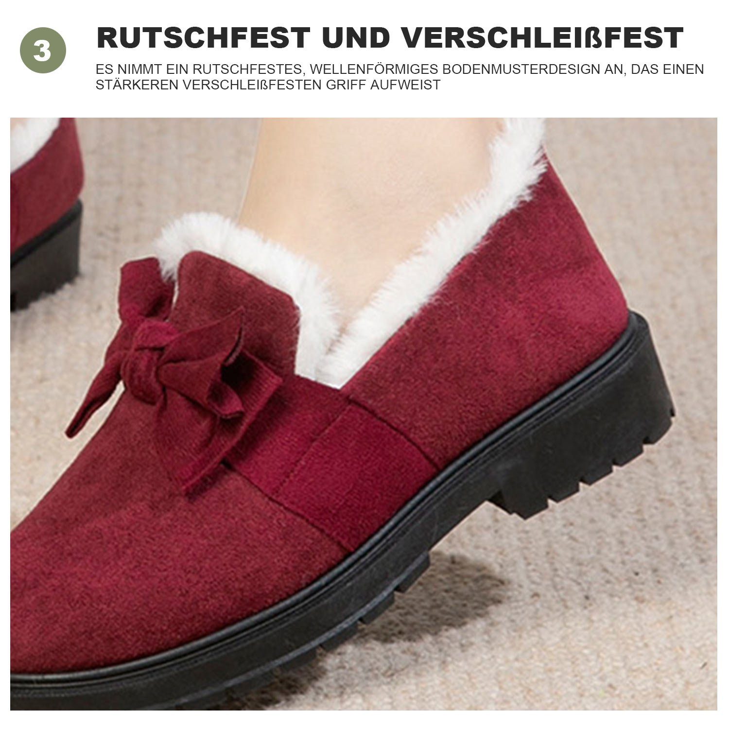 Daisred Baumwolle Schuhe Rot Damen kurze Fleece Schneestiefel gepolstert Röhre Stiefel