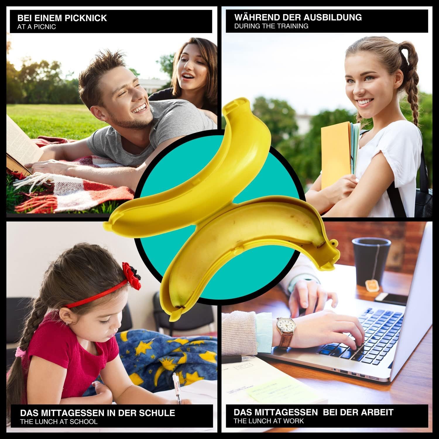 Goods+Gadgets Aufbewahrungsbox GOODS+GADGETS Bananenbox Aufbewahrungsdose – Obstdose Kunststoff (Aufbewahrungsdose), schützt Banane vor Zerdrücken