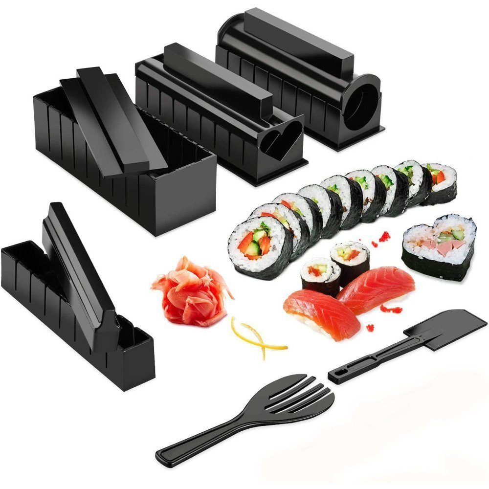 Atäsi Sushi-Roller 10 Stück Kit,Sushi Set Sushi (10-tlg) Tool Sushi Tool, Macher DIY Roller