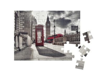 puzzleYOU Puzzle Rote Telefonzelle und Big Ben in London, England, 48 Puzzleteile, puzzleYOU-Kollektionen London