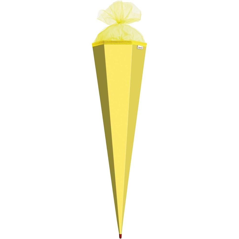 Roth Schultüte Basteltüte zitronengelb, Basteltüte/85 cm eckig zitronengelb, Tüllverschluss,Zuckertüte