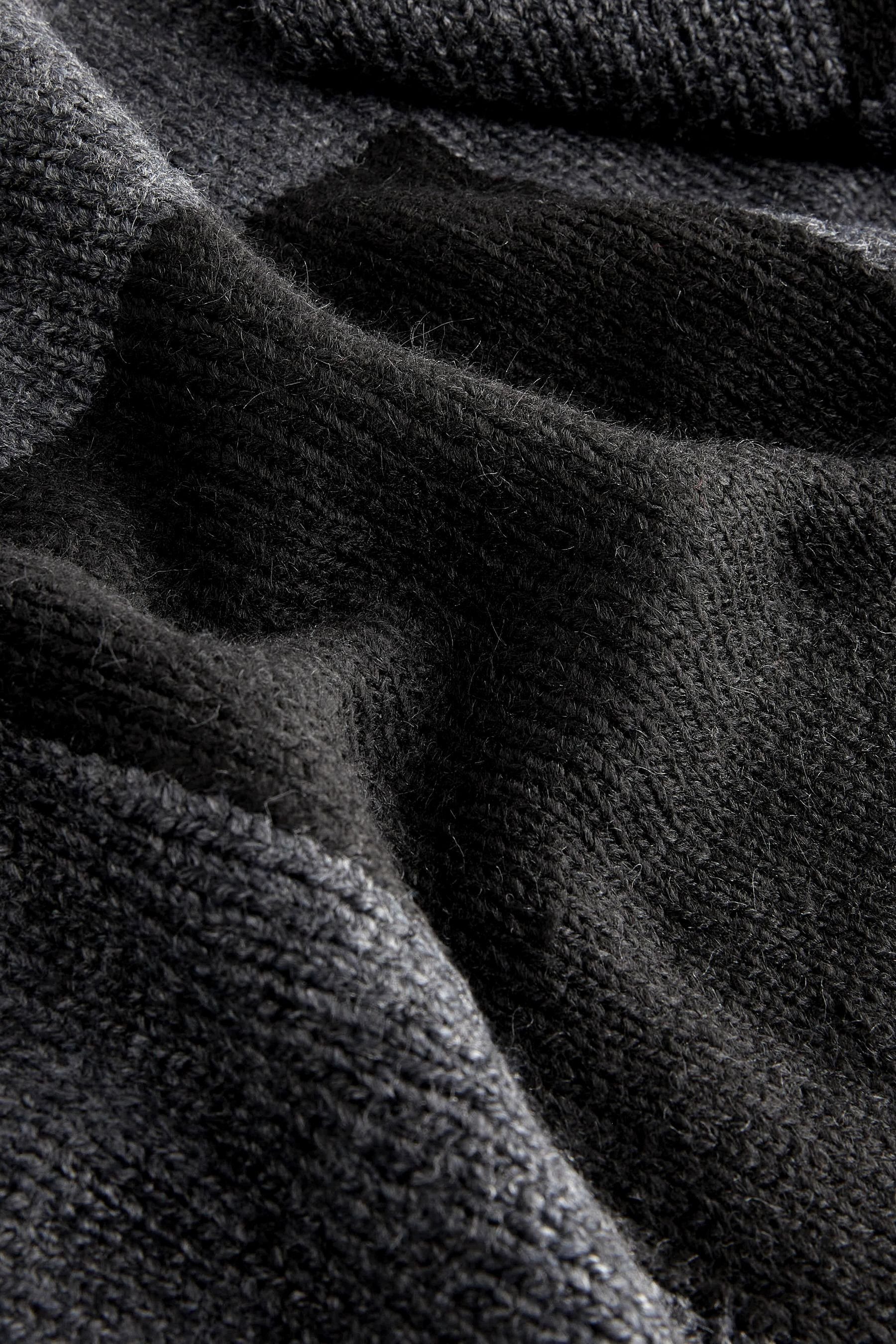Pullover Charcoal (1-tlg) Black Rundhalspullover mit Grey and Rundhalsausschnitt Next Checkerboard