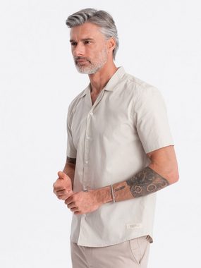 OMBRE Kurzarmhemd Kurzarmhemd für Männer mit kubanischem Kragen