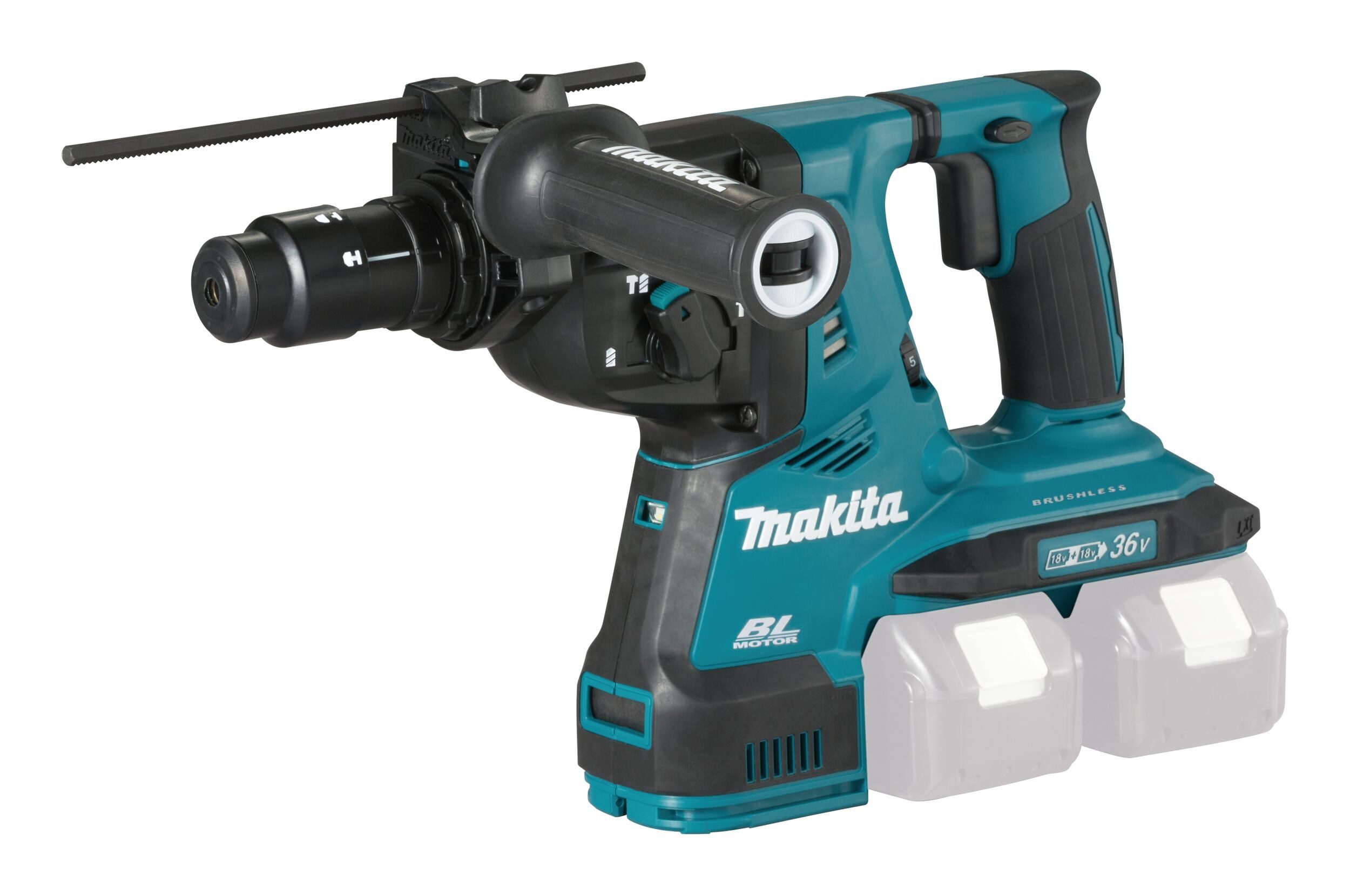 Makita Akku-Kombibohrhammer, max. 980 U/min, Kombihammer 2 x 18V, DHR281ZJ, SDS-PLUS, ohne Akku in MAKPAC 4