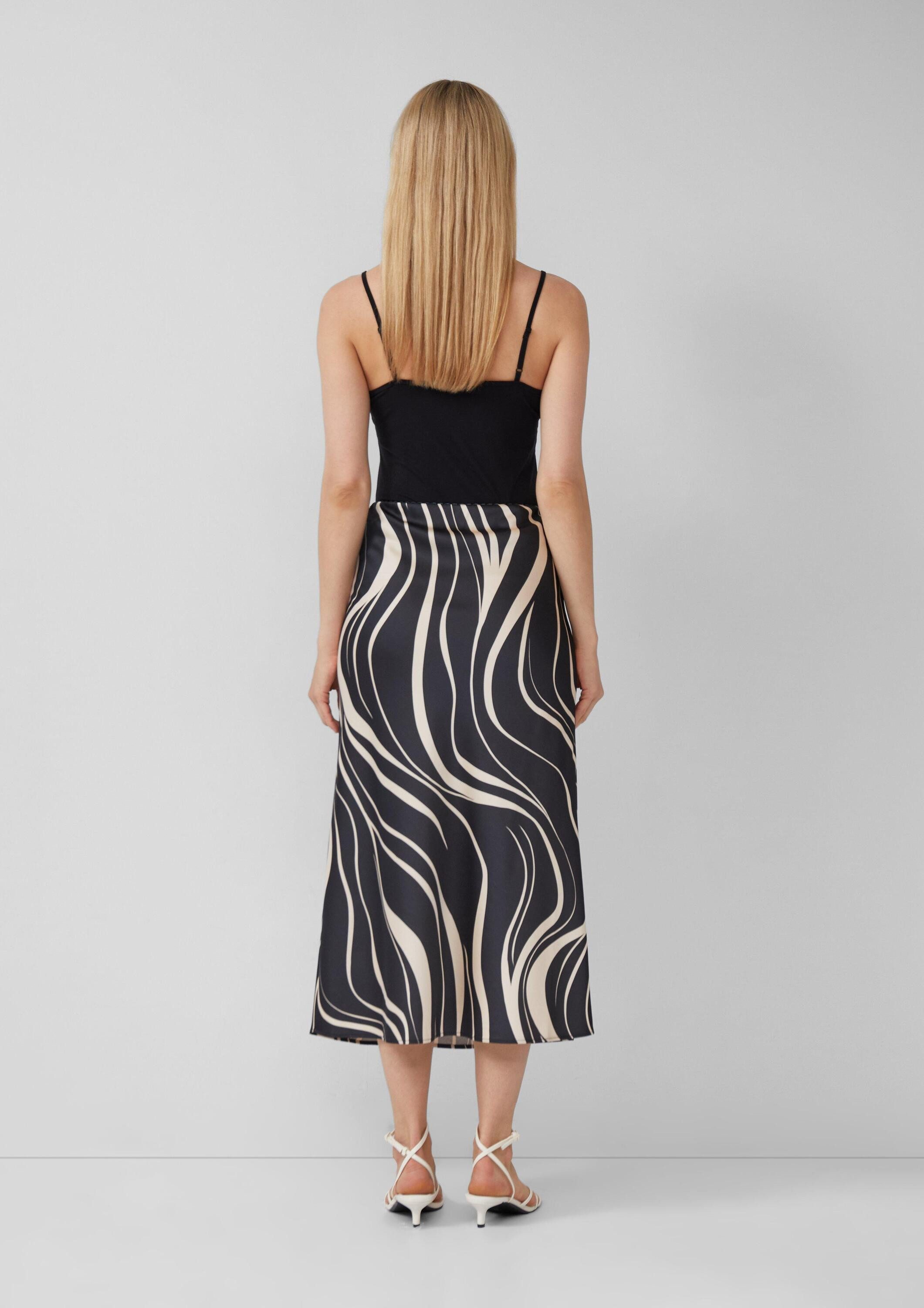 s.Oliver Maxirock Rock Satinierter Midirock mit Elastikbund und All-over-Print