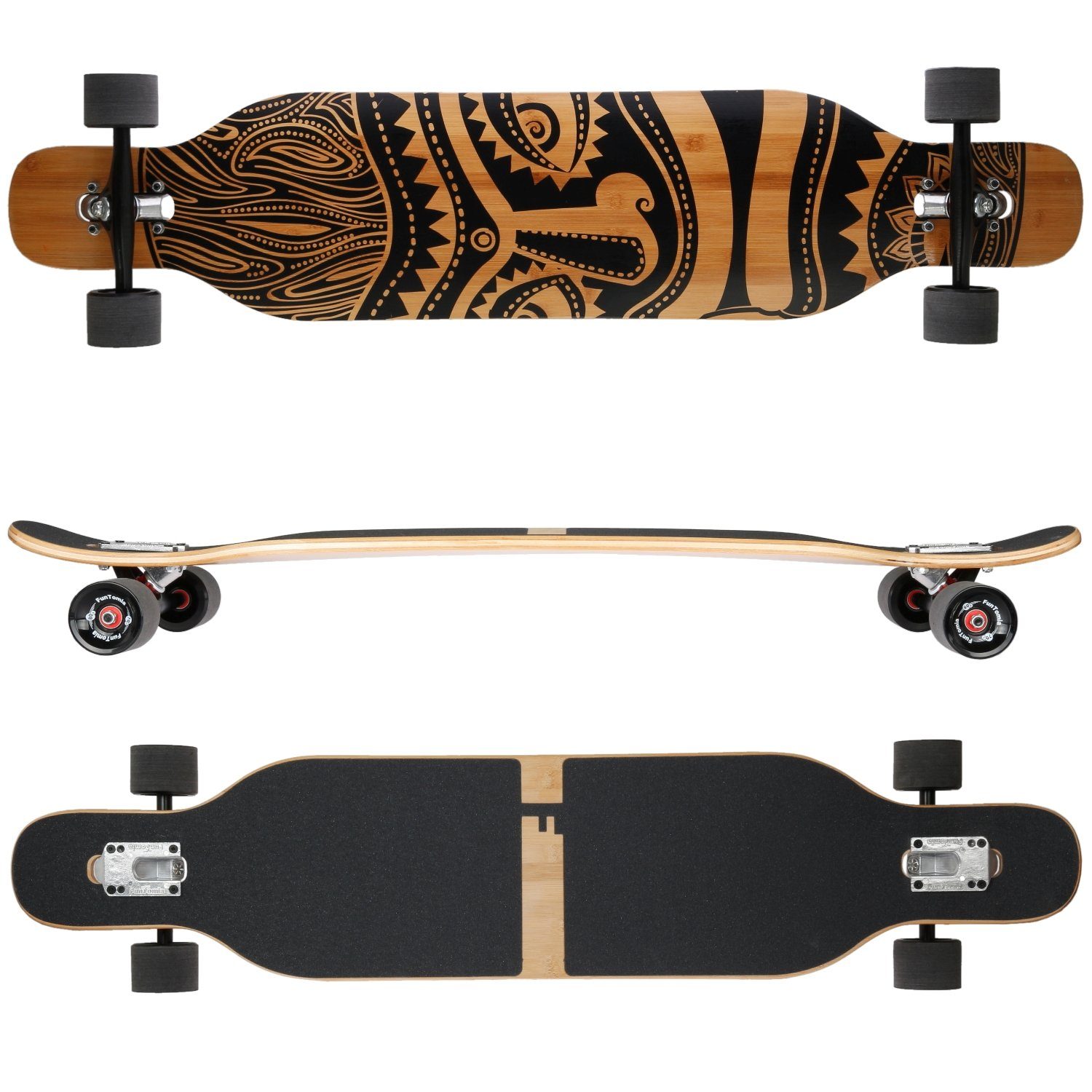 Through Stufen und - Komplettboard ABEC-9 Camber Speed in Hawaii 25 Ahornholz LED / Cruiser 68kg Mach1 Flex Longboard mit Twin bis T-Tool Longboard - Drop Kugellager, + Skateboard 3 Rollen Flex Tip FunTomia 3 Camber