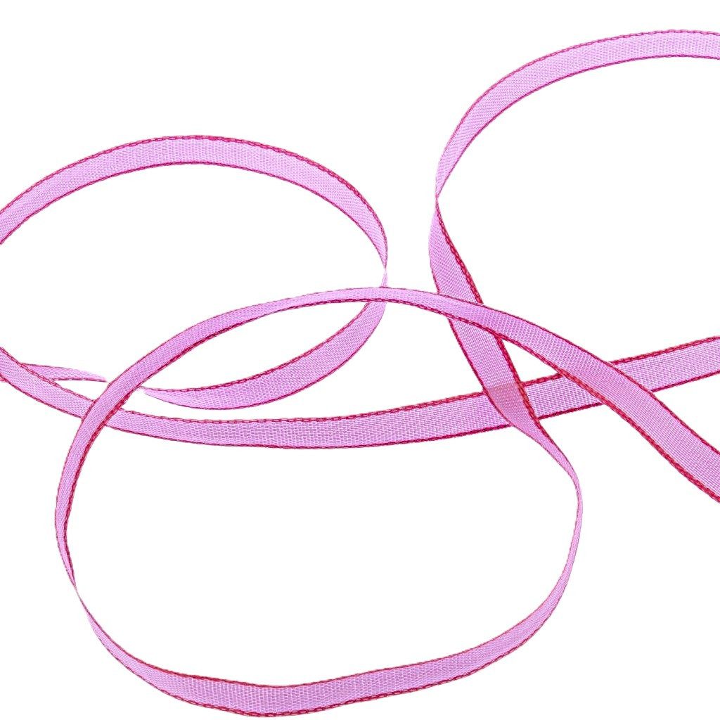 Deko AS Dekoband Schmales Uniband mit Farbkante Flieder - Pink - 6mm - 20m - 54564-6-4, mit Farbkante