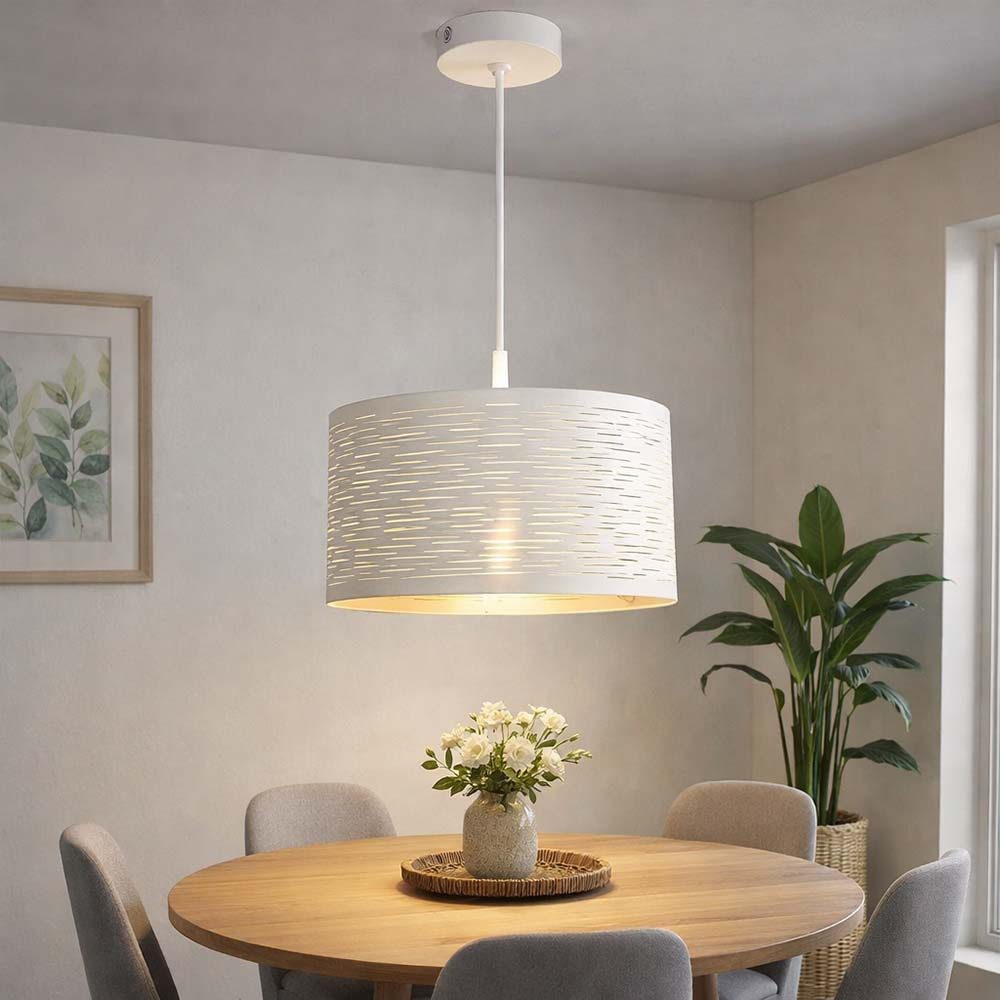 GLOBO LIGHTING LED Pendelleuchte, Leuchtmittel inklusive, Warmweiß, LED Hängeleuchte Pendellampe weiß silber Esstischleuchte rund