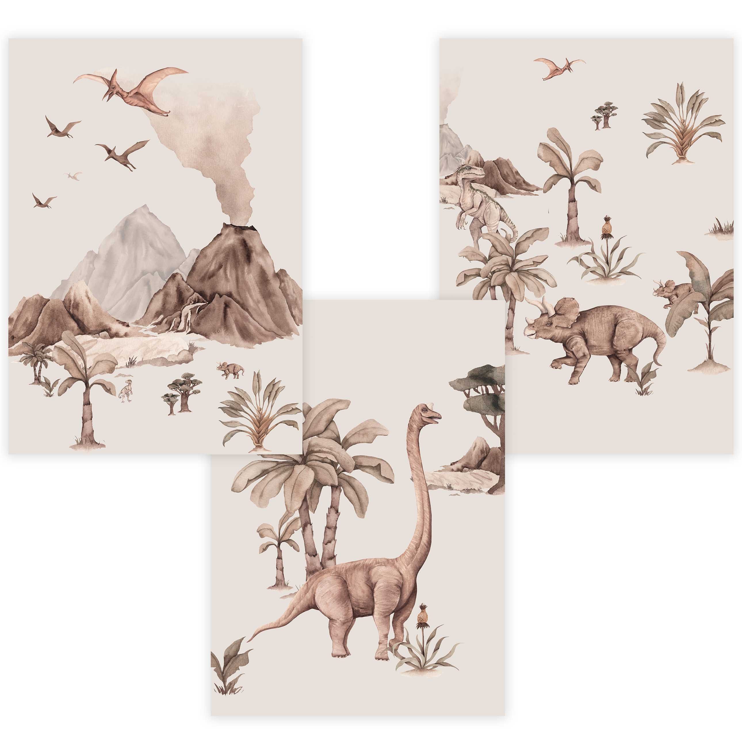 Poster Kinderzimmer Poster 3er Set Premium P789 / Dinosaurier Welt