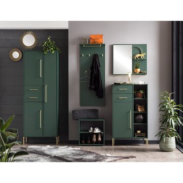 Lomadox Garderobenpaneel KELLA-80, Flur Wandgarderobe Garderobenmöbel 9 Kleiderhaken grün, goldfarben